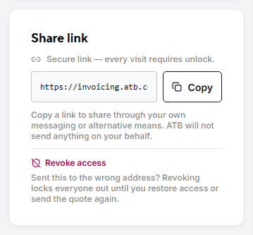 The Share link card with the Revoke access option